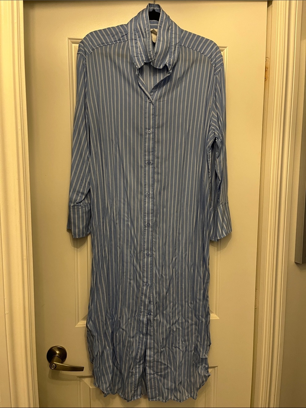GAP Blue Striped Button-Down Shirt Maxi Dress